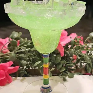Iced Lime Margarita Candle with Vibrant Green Wax and Colorful Base Perfect for Festive Decor