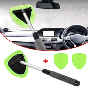 Telescopic Car Window Windshield Cleaning Brush Set with Extendable Handle 180° Swiveled Triangular Head & Removable Microfiber Pads for All Size Cars SUV Trucks Jeeps UTVs ATVs