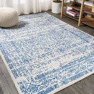 JONATHAN Y BOHEMIAN FLAIR Azul Filigree Indoor Area Rug; for Living Room, Kitchen, Bedroom, Dining Room, Office