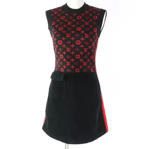 Pre-owned Louis Vuitton Wool Small Leather Goods Jacquard Sleeveless Mini Dress XS