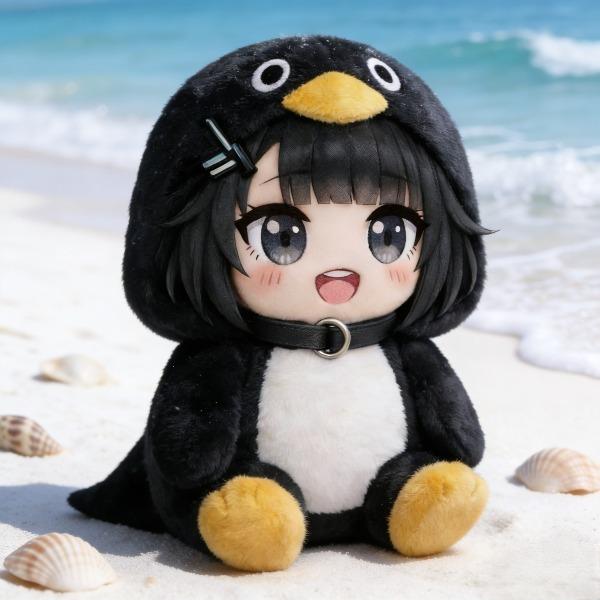 23cm Kawaii Stuffed Penguin Plush - Super Soft Fluffy, Anime Girl Design, Soft Fabric, Fluffy Texture, Cute Look, Cuddly Kawaii Doll, Ideal for Girls' Gifts, Anime Themed Room Decor Collectibles