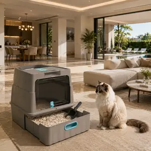 Dual-Use Cat Litter Box, Convertible Enclosed & Open Style, Anti-Splash, Easy Clean, Spacious for Indoor Cat