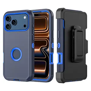 Phone Case + Belt Clip For iPhone 17 Pro Upgraded Full Camera Protection Shockproof Protective Phone Case Cover for iPhone 17Pro whit Belt Clip easy to install, Halloween gift, Gift Shoppers (5 Color)