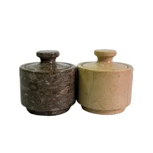 Marblevista Marble Salt Cellar with Lid - Multi-Purpose Container for Salt, Pepper, Herbs, Jewelry, Watches and Accessories spice jar