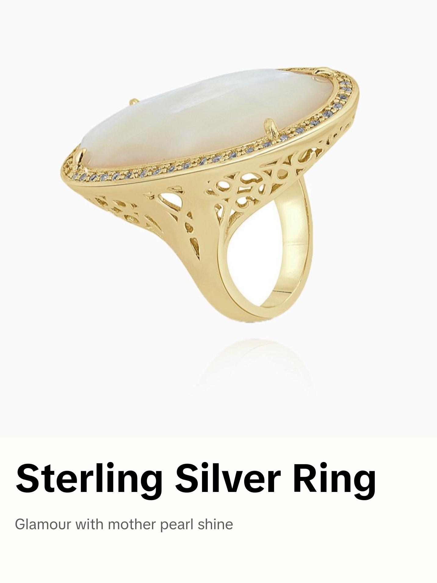 925 Sterling Silver Mother of Pearl Ring