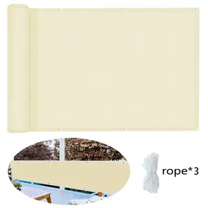 Outdoor Patio Oxford Cloth Privacy Screen Fence, Apartment Guard Protector, High Density Windproof Fabric, Metal Holes & Rope for Easy Installation