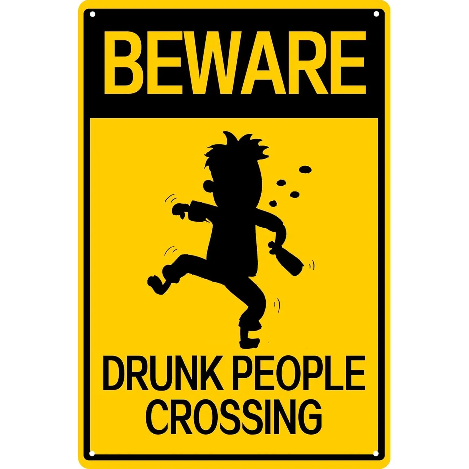Metal Sign Beware Drunk People Crossing Metal Sign Post Funny Wall Signs Drinking Home Decor Alcohol Gifts Funny Bar Signs 8x12 Inch, Yard Sign, Signage Tin