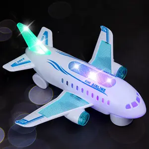 Interactive Electric Airplane Toy With LED Lights & Sounds, Battery Operated, Safe Plastic Material, Educational Play For Ages 3+, White - Ideal Gift For & Preschoolers