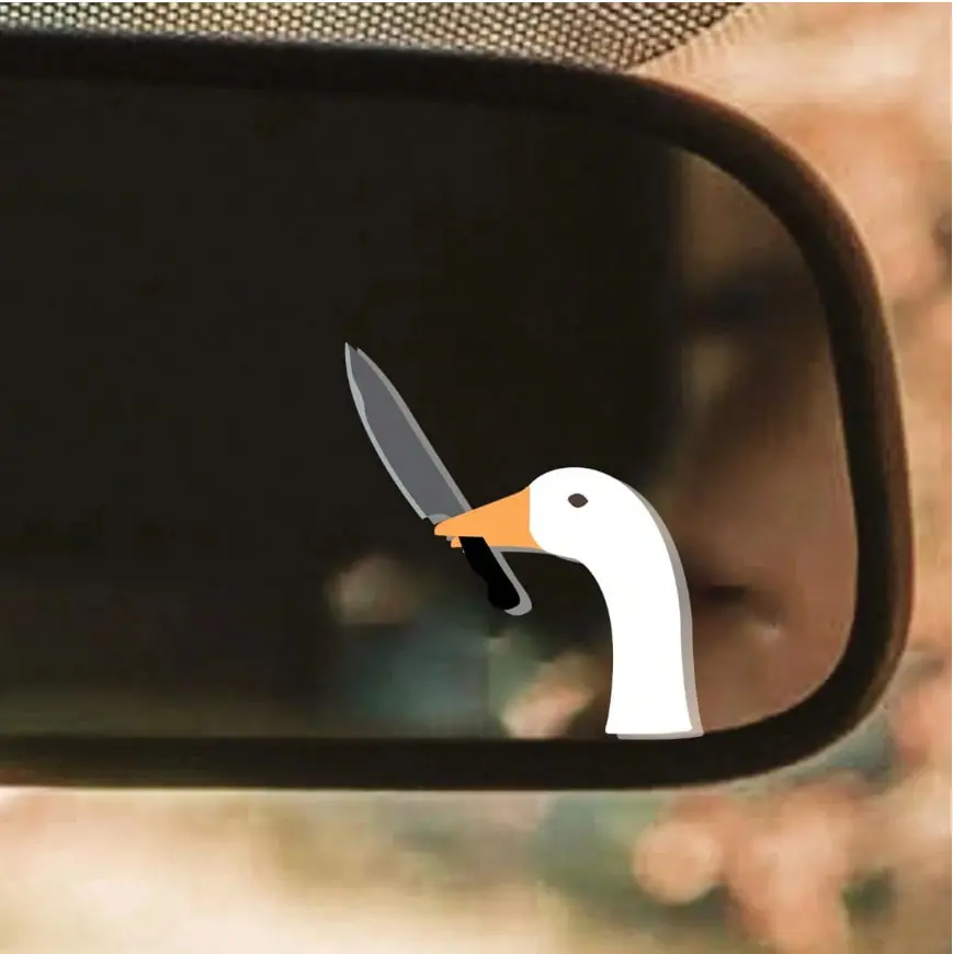 Funny Goose Knife Vinyl Sticker, Mirror Peeker Decal, Cute Meme Goose Sticker, Car Window Laptop Sticker