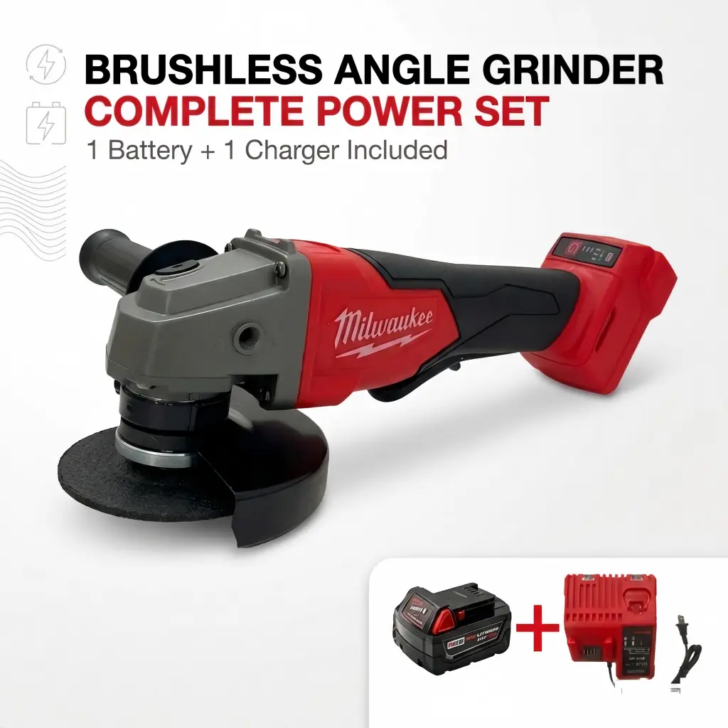 Milwaukee M18 125mm Cordless Angle Grinder - Tool Only/Kit, 33cm Lightweight Design, Anti-Vibration Handle, Comfortable Hold, Tool-Free Guard, 1-Hand Ergo-Grip, Easy to Maneuver, for DIY Metal Cutting, Grinding, One-Hand Ergonomic Grip
