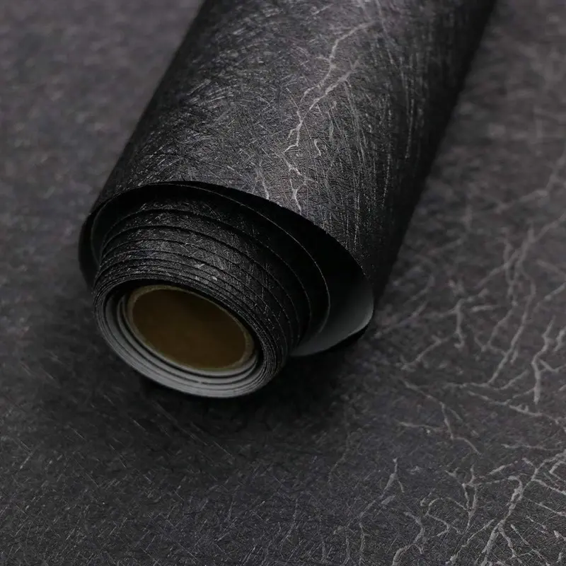15.7"x118" Black Embossed Silk Peel & Stick Wallpaper - Waterproof Vinyl, Kitchen Counter Decor, Peel and Stick Wall Decor for Cabinets, Renters