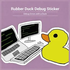 Rubber Duck Debug Sticker - Fun Coding Companion for Debugging Errors with a Quirky Duck Design Basic Edition