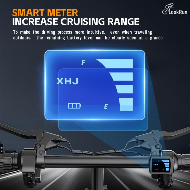 LookRun Foldable Electric Bike 800W Peak Power 22 mph Speed 60 Mile Range Explosion-Proof Tires Rear Disc Brake Dual Seats Ideal for Campus Commutes & Leisure E-Bike Folding Suspension