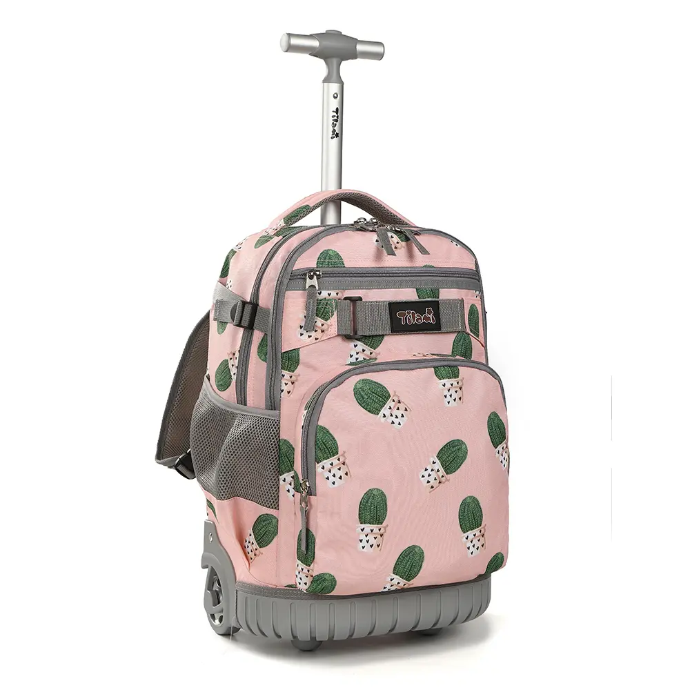 Tilami Rolling Backpack 18 inch Wheeled Backpack School College Student Travel Trip Boys and Girls, Cactus