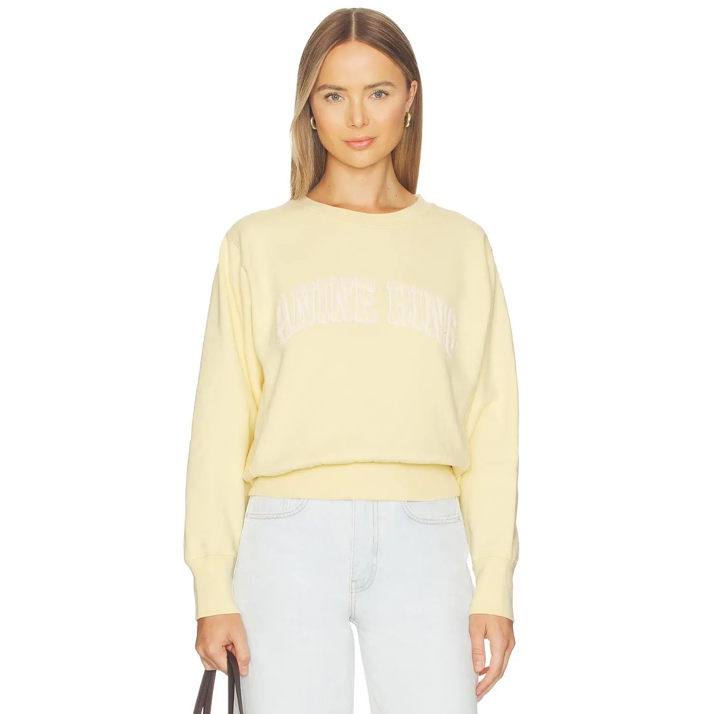 ANINE BING Harry Shrunken Sweatshirt in Butter Yellow