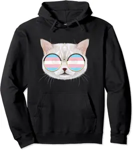 Transgender Pride Cat LGBT Trans Flag Cute Cat Transgender Pullover Hoodie - Margaritahe Shop 70B09ZBGSX3W