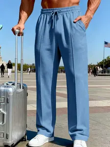 Men's Loose-Fitting Knit Casual Sport Business Jogger Pants S-3xl, All Seasons, Plain Pattern, European Style, H-Type Fit