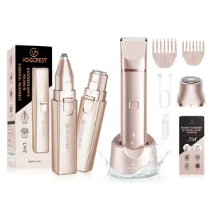 VOGCREST Electric Bikini Shaver & Facial Eyebrow Hair Trimmer for Women, Rechargeable and Portable  Lady Facial Razor Gift Set
