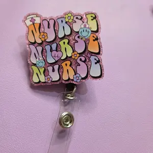 Nurse Badge Reels - Colorful Design with Floral and Heart Motifs, Ideal for Nurses and Healthcare Professionals