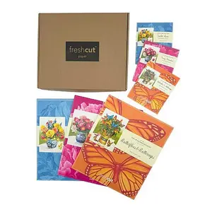 Crafts & Sewing Fresh Cut Paper Set of 6 Classic & Mini Floral Bouquet Pop-up Cards