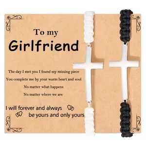 Matching Cross Couples Bracelets for Boyfriend Husband Girlfriend Wife Men Women Adults Valentines Day Anniversary Birthday Christmas Gift