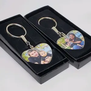 Custom photo keychain heart double-sided personalize mothers day anniversary valentines gift heart shape