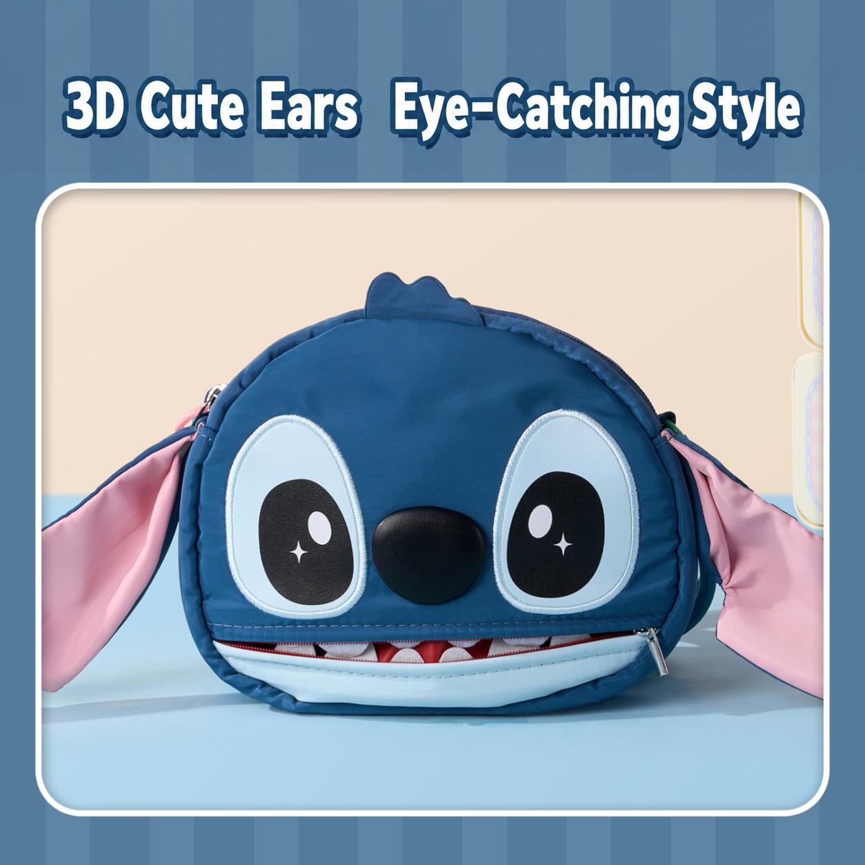 MINISO x Disney Stitch Ear Handle Crossbody Bag, Cute Plush Women's Clutch with Top Handle for School & Everyday Use