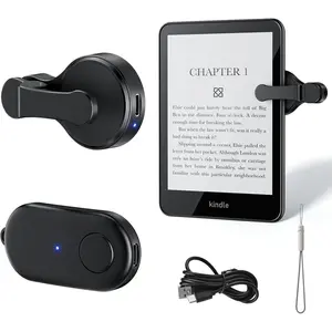 Page Turner: Remote Control Clicker Page Turner - Compatible for Kindle Paperwhite Oasis Scribe Kobo eReaders iPad Tablets Reading - Camera Remote Control for Phone with Wrist Strap, Black