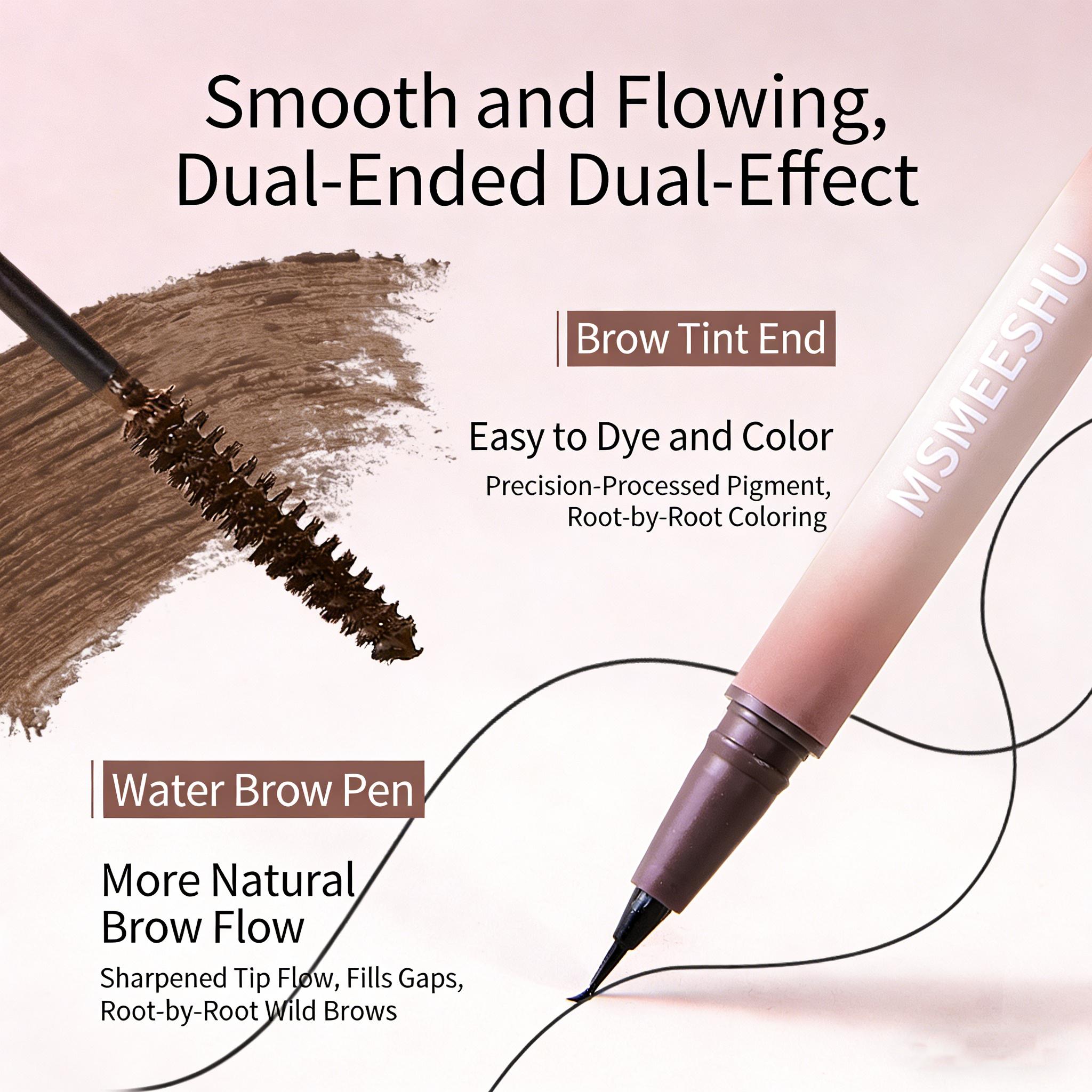 MSMESHU Dual-Ended Brow Pen – Tint & Define for Natural, Root-to-Tip Brows