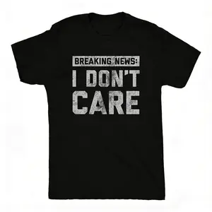 Mens Breaking News I Don't Care T shirt Funny Sarcastic Graphic Novelty Tee Mens Funny T Shirts Cool Vintage Fashion T-Shirt Gift Classic Menswear Funny Introvert Short Sleeve Novelty Tees for Guys Black