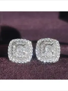 Cubic Zirconia Micro Paved Stud Earrings Hip Hop Luxury Square Earrings for Men Cool Stylish Jewelry High Quality Earrings