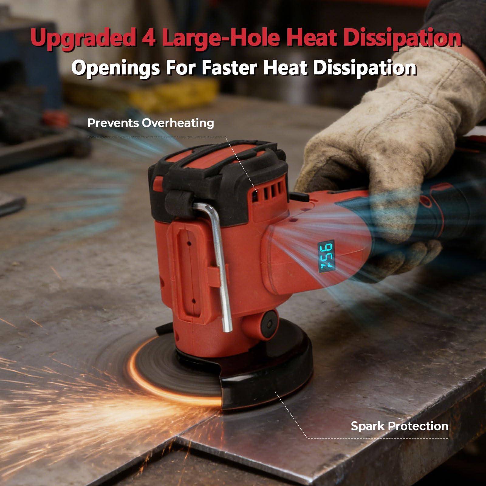 3" Cordless Cut Off Tool Brushless, Compact Angle Grinder with 5 Blades, LED Light, Dust Cover for  Wood Tile Plastic