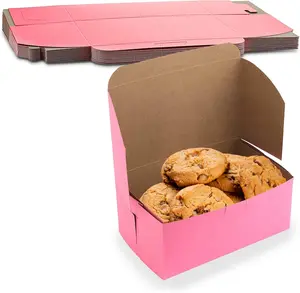 MT Products Pink Cookie Boxes 7" x 5" x 3" - Bakery Boxes No-Window - (Cookies Not Included)