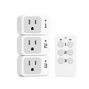 TESSAN Electrical Light Switch, Remote Control Outlet, Plug in Wall Plug with ON/Off Switch for Indoor String Lights, Lamps, Home Small Appliances, 100ft Range (1 Remote + 3 Outlets)