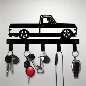 Vintage Truck Key Holder, Heavy Cast Iron Key Organizer, Space-Saving Door Design, Ideal for Car Keys, Hats, Bags, Towels, Farmhouse Style, Vintage Home Decor, Wall Mounted Storage Hooks