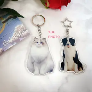 Custom Pet Photo Keychain: Personalized Acrylic Dog & Cat Portrait