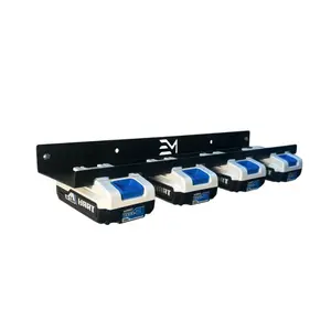 Hart 20v 4-Battery Organizer Matte Black Rust-Resistant Holder with Mounting Hardware for Efficient Storage