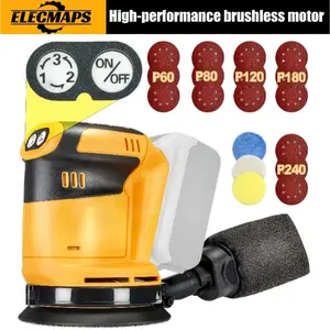 Cordless Brushless Motor Random Orbital Sander With Dust Collection For Sanding Polishing Tool Only Included 20 Sandpaper Sheets 3 Polishing Sponges