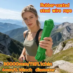 Extended 30m Durable Steel Wire Rope, 4mm Thick Outdoor Anti-Slip Clothesline, Home Use Versatile Hanging Rope, Includes Accessories