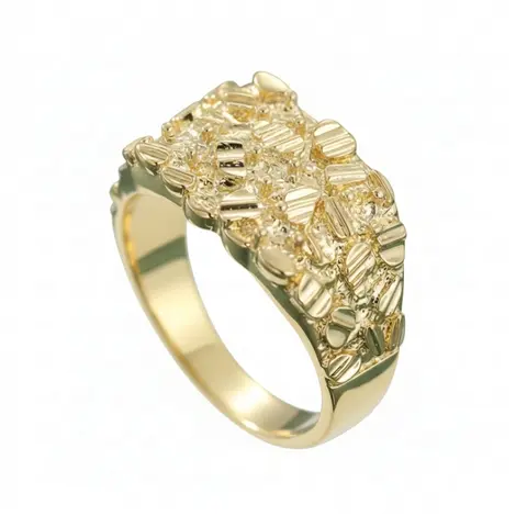 Gold Nugget Ring 14k Plated Inlay Rhodium Women Men Statement Ring