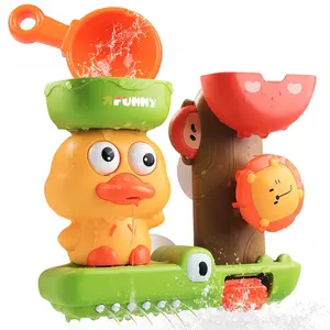 Baby bath toys, bath toys suitable for children over 18 months | Fun bath toys with rotatable water wheel and strong suction cups in the bathroom are suitable for boys and girls.