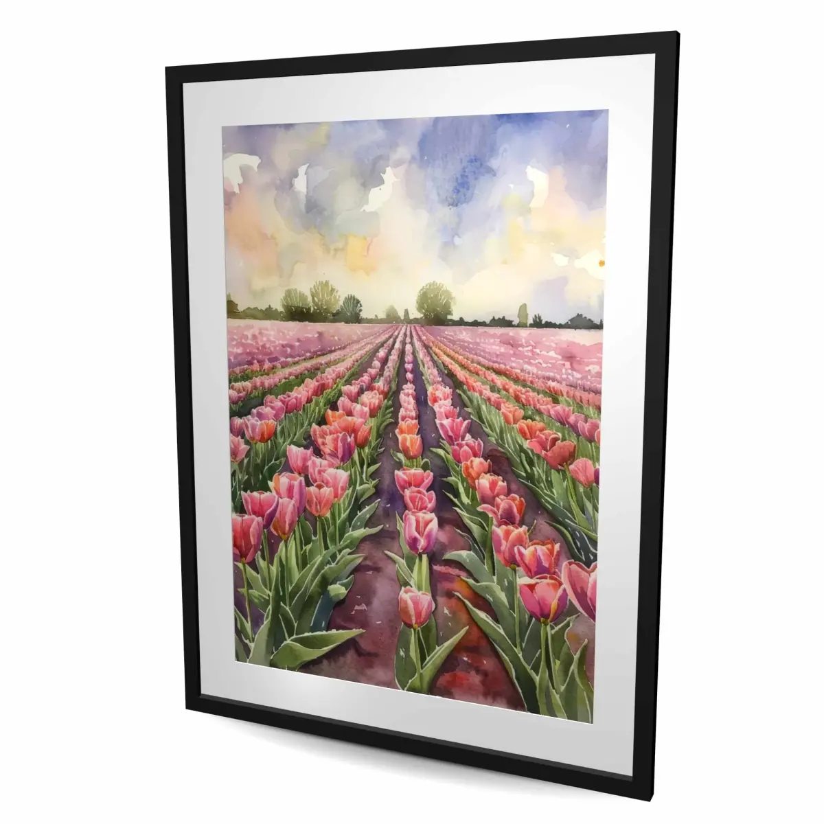 212 MAIN Rose Row Framed Matted Floral Print - 36x48 in White Elegant Artwork, Crafted with Premium Quality Materials, Home Decor Poster