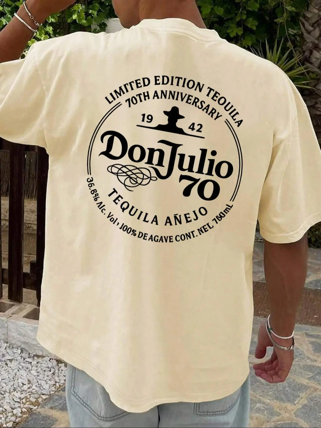 Men's Regular Fit Don Julio 70 Print Round Neck Tee, Casual Short Sleeve Crew Neck T-shirt for Daily Wear, All-Season Men's Top, Casual Graphic Tee