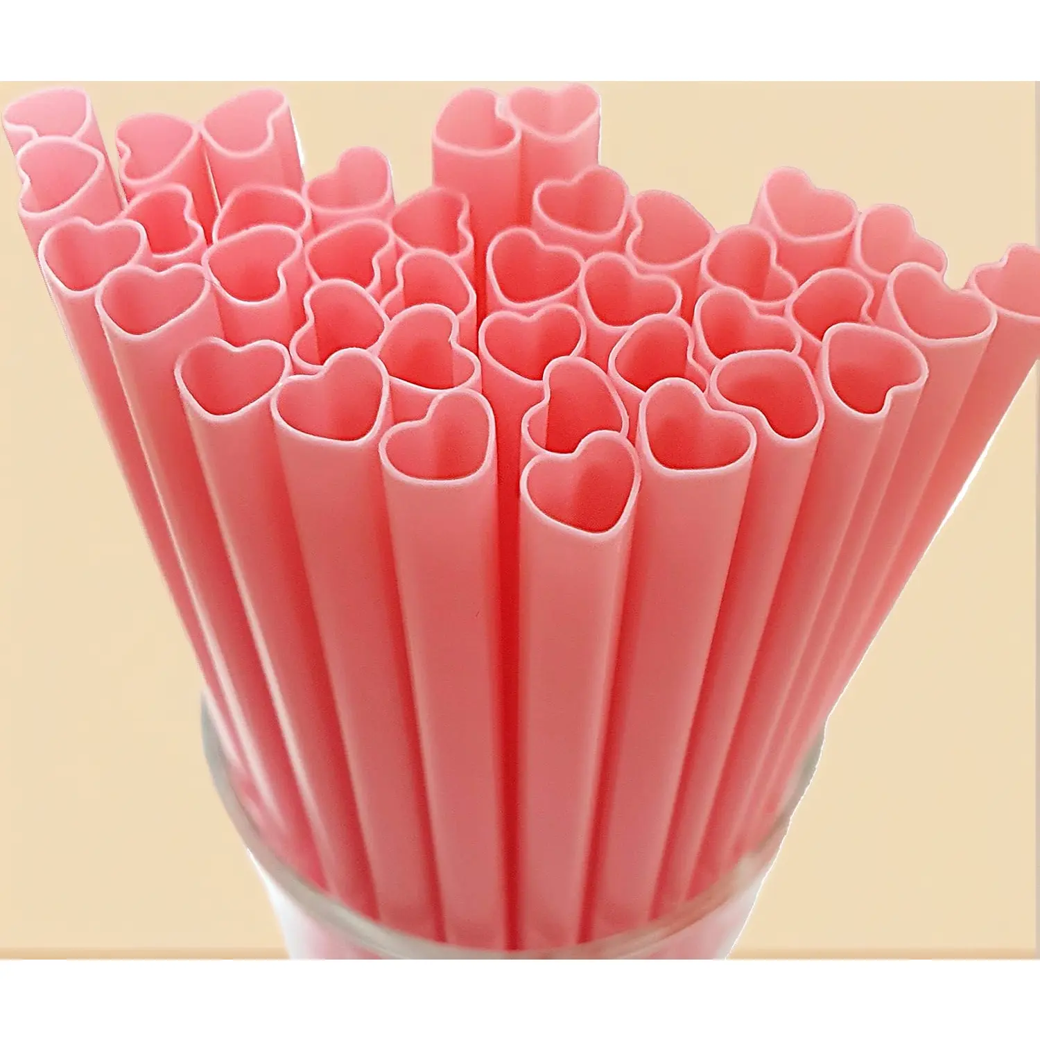 200 Pack Individually Wrapped Heart Shaped Pink Straws – Disposable Cute Plastic Drinking Straws for Galentine's Day, Birthday Party, Bridal Shower, Cocktail Party & Wedding Decor