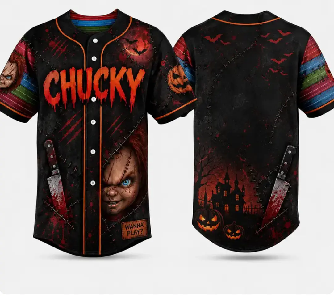 [Youth & Adult] Bundle Horror Movie Halloween Baseball Jersey Collection Shirt, Spooky Season Jersey Shirt, Halloween Outfit, Halloween Gift Shirt