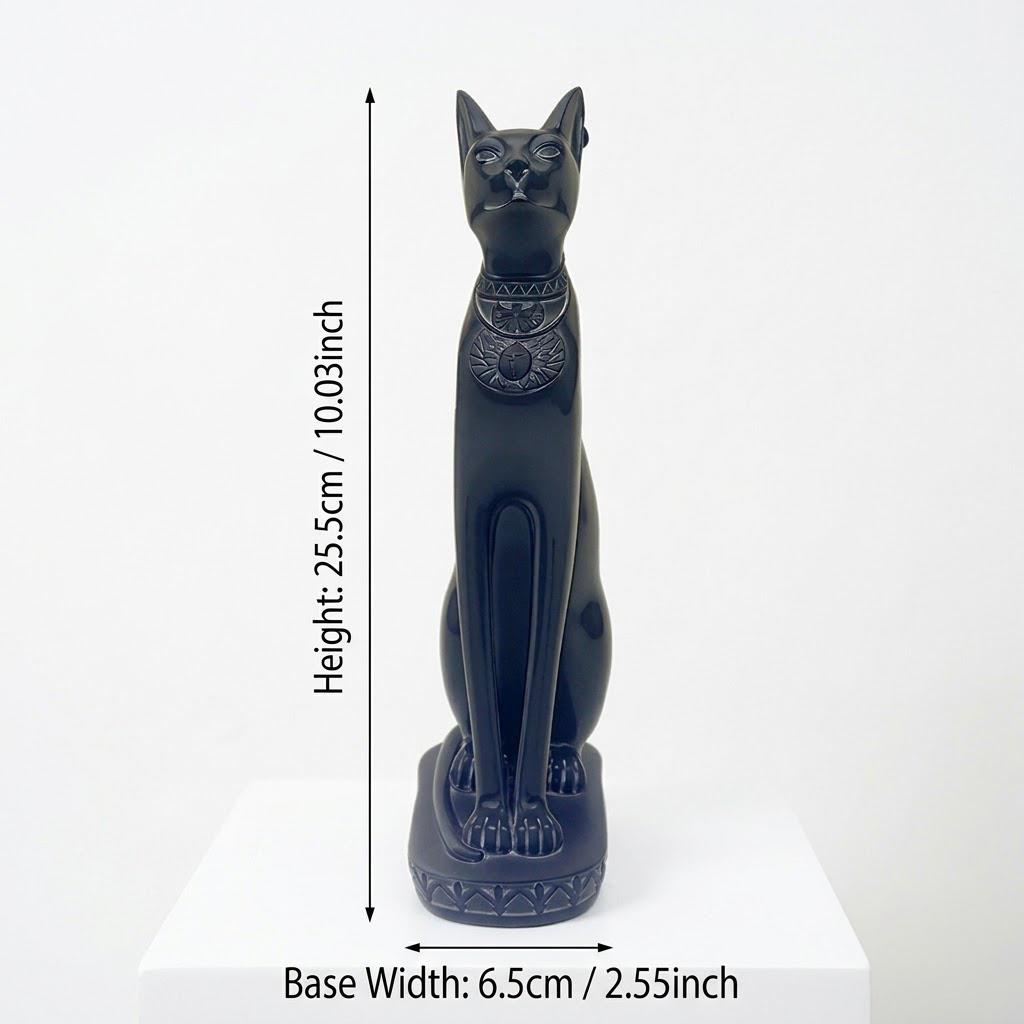 Elegant Egyptian Bastet Cat Statue - Black Goddess Bast Figure | Ancient Egypt Feline Sculpture for Home Protection & Altar Decor | Unique Gift for Cat Lovers & History Enthusiasts | Resin Mythology Figurine