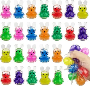 24 PCS Easter Bunny Squeeze Toys – Mini Stress Balls | Easter Basket Stuffers, Easter Egg Fillers, Party Favors & Gifts for Kids