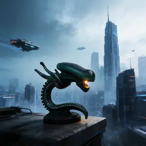 1pc alien creature alien desk lamp, a desk lamp for creating a mysterious light and shadow atmosphere in the dark, a practical desk lamp ornament for desks and office desks, a unique decorative handicraft resin ornament that sci-fi fans must have