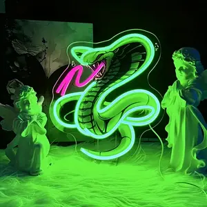 1 Snake Print Animal Shape Neon Light, Independence Day Birthday Gift, Men's Bedroom Game Room Bar Party Punk Style Decorative Light, No Power Plug, USB Powered