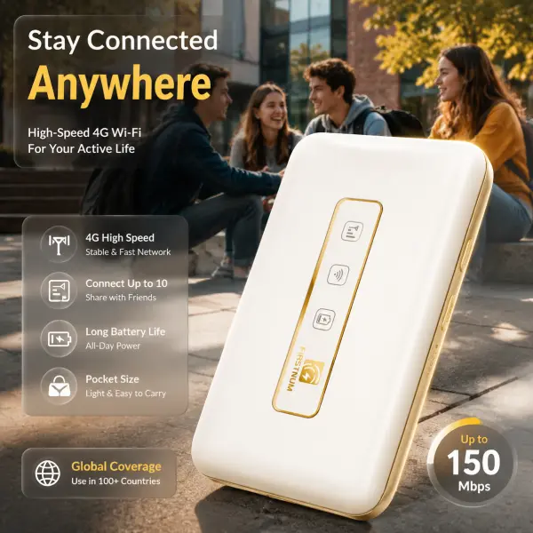 FIRSTNUM M5 internet portable wifi Travel in 150+ Countries WiFi 6 Speed eSIM Hotspot,   Lightweight Design wifi hotspot device Great Gifts for Friends